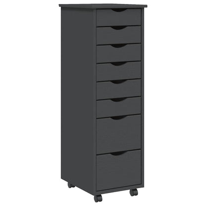 Rolling Cabinet with Drawers "MOSS" Grey Solid Wood Pine