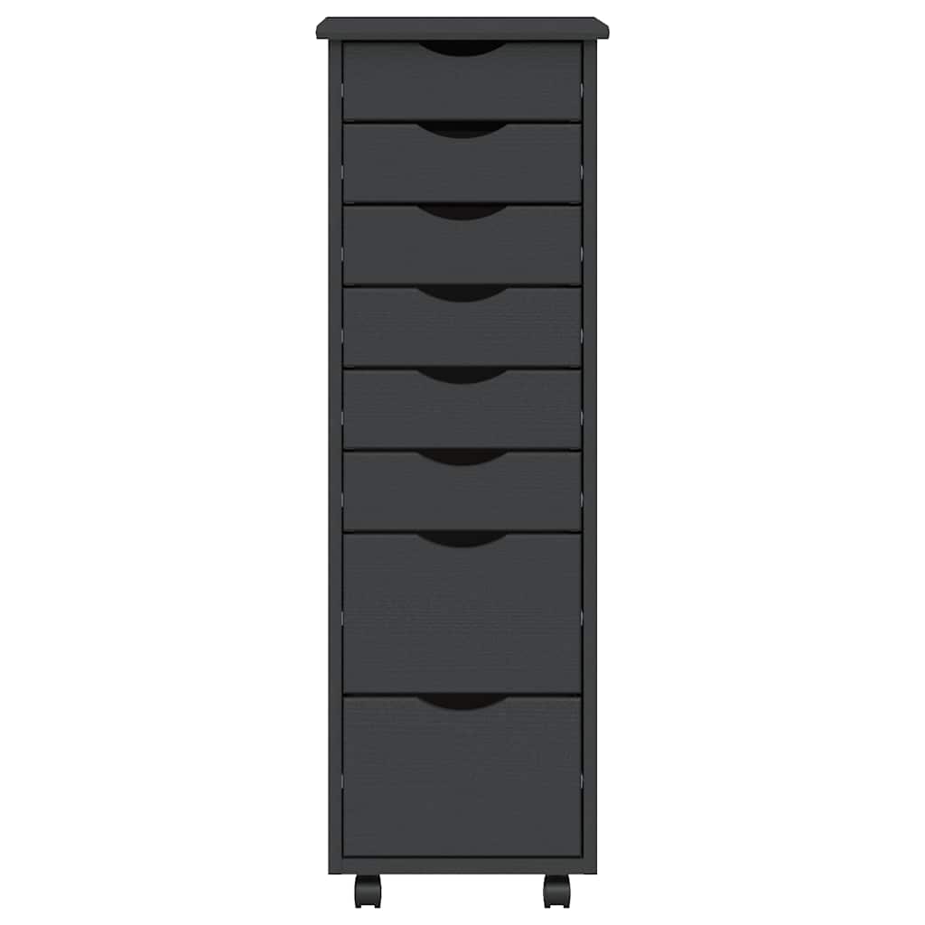 Rolling Cabinet with Drawers "MOSS" Grey Solid Wood Pine