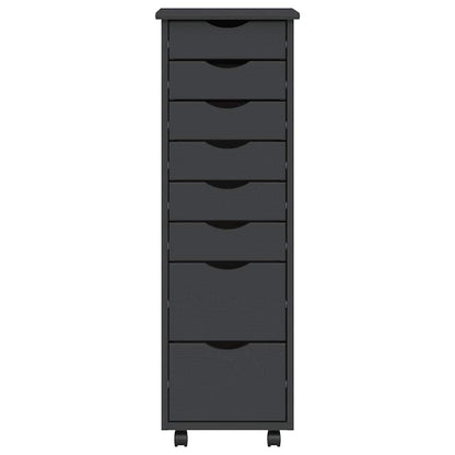 Rolling Cabinet with Drawers "MOSS" Grey Solid Wood Pine