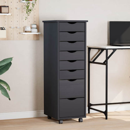 Rolling Cabinet with Drawers "MOSS" Grey Solid Wood Pine