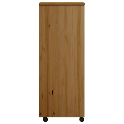 Rolling Cabinet with Drawers "MOSS" Honey Brown Solid Wood Pine