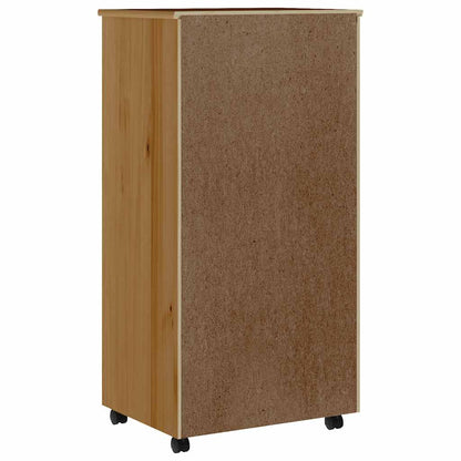 Rolling Cabinet with Drawers "MOSS" Honey Brown Solid Wood Pine