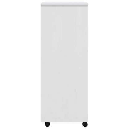 Rolling Cabinet with Drawers "MOSS" White Solid Wood Pine