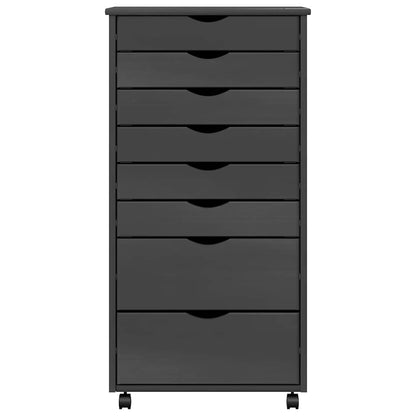Rolling Cabinet with Drawers "MOSS" Grey Solid Wood Pine