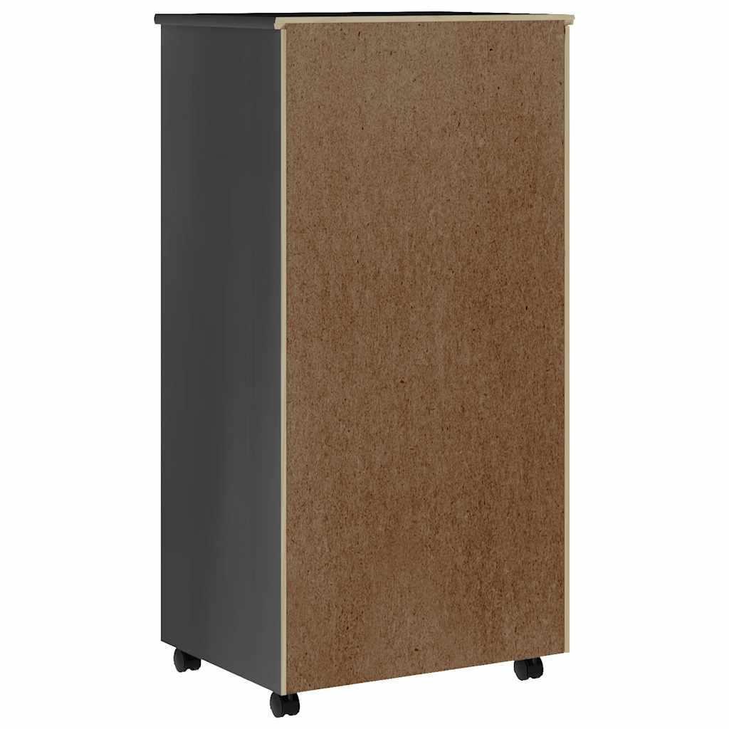 Rolling Cabinet with Drawers "MOSS" Grey Solid Wood Pine