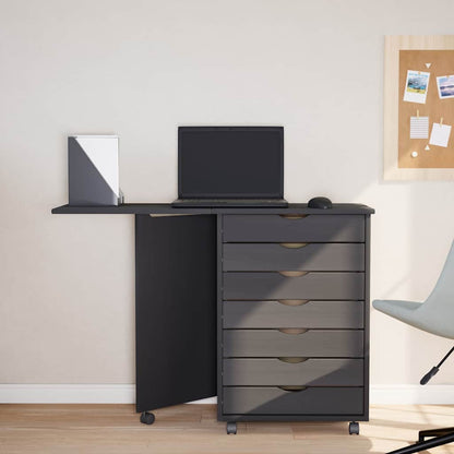Rolling Cabinet with Desk MOSS Grey Solid Wood Pine