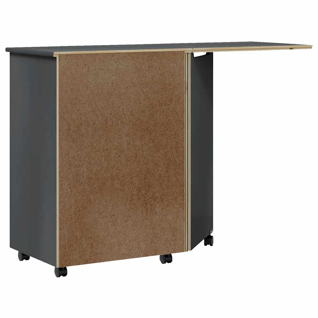 Rolling Cabinet with Desk MOSS Grey Solid Wood Pine