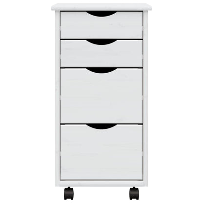 vidaXL Rolling Cabinet White Solid pine wood, engineered wood, plastic