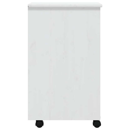 vidaXL Rolling Cabinet White Solid pine wood, engineered wood, plastic