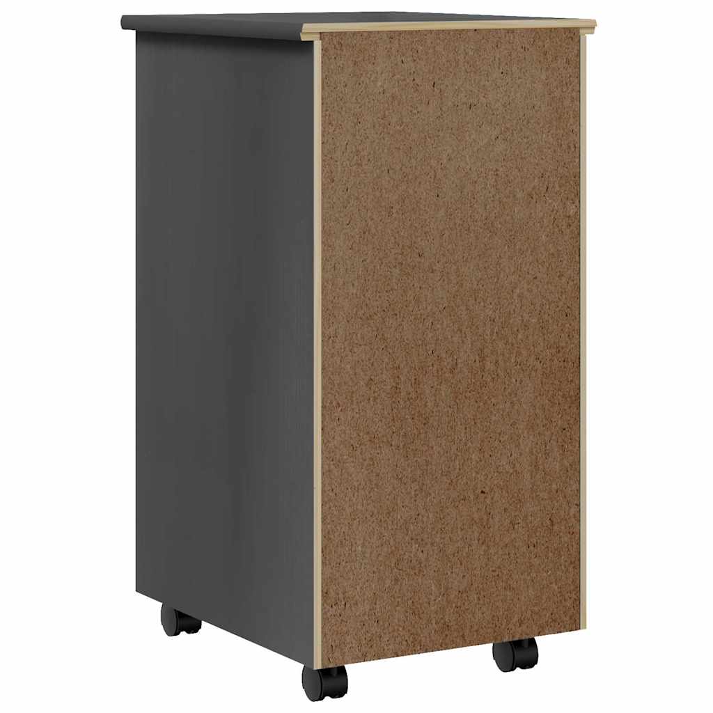 Rolling Cabinet with Drawers MOSS Grey Solid Wood Pine