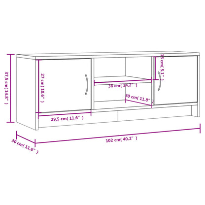 TV Cabinet Concrete Grey 102x30x37.5 cm Engineered Wood