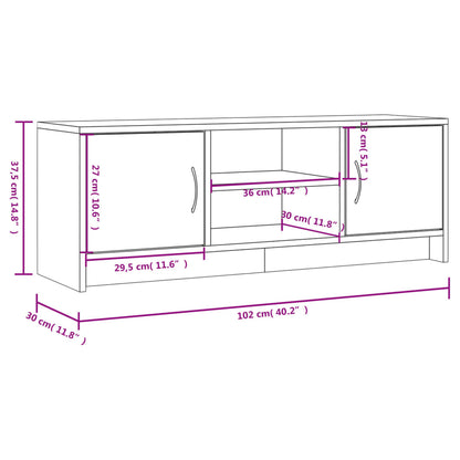 TV Cabinet Smoked Oak 102x30x37.5 cm Engineered Wood