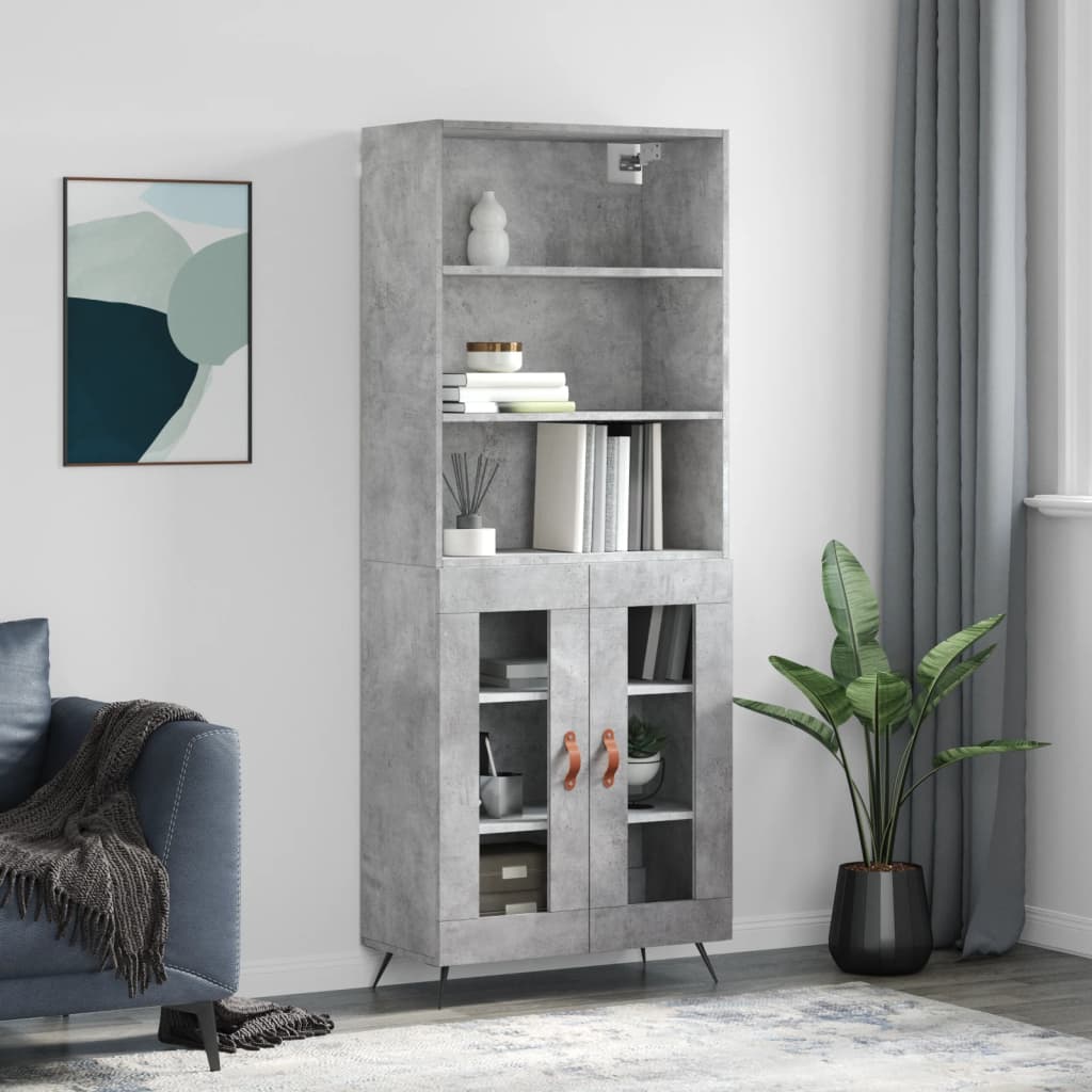 Highboard Concrete Grey 69,5x34x180 cm Engineered Wood