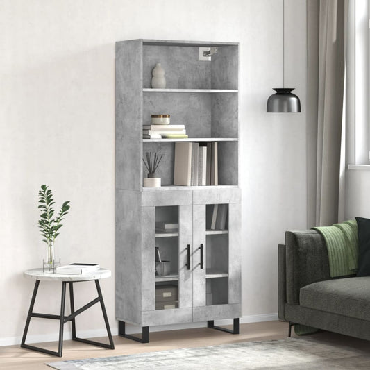 Highboard Concrete Grey 69,5x34x180 cm Engineered Wood