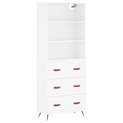 Highboard White 69,5x34x180 cm Engineered Wood