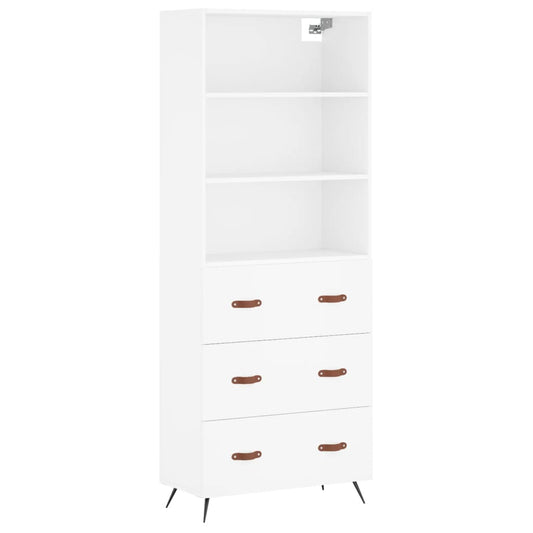Highboard White 69,5x34x180 cm Engineered Wood