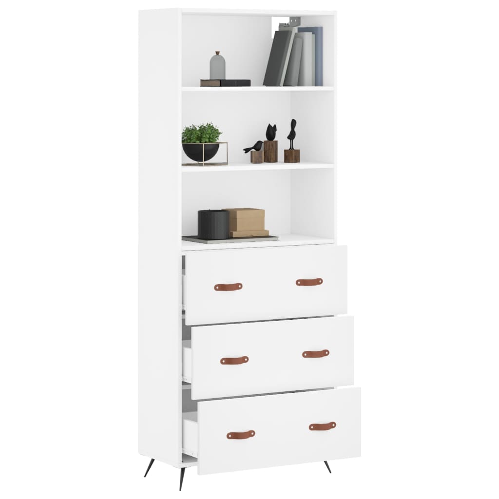 Highboard White 69,5x34x180 cm Engineered Wood