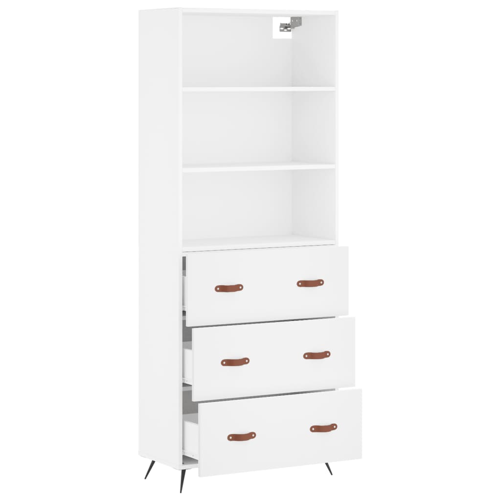 Highboard White 69,5x34x180 cm Engineered Wood