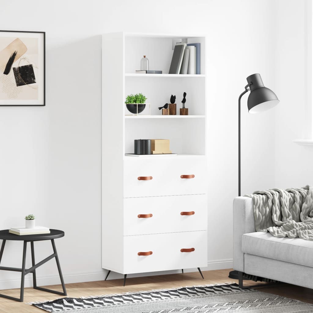 Highboard White 69,5x34x180 cm Engineered Wood