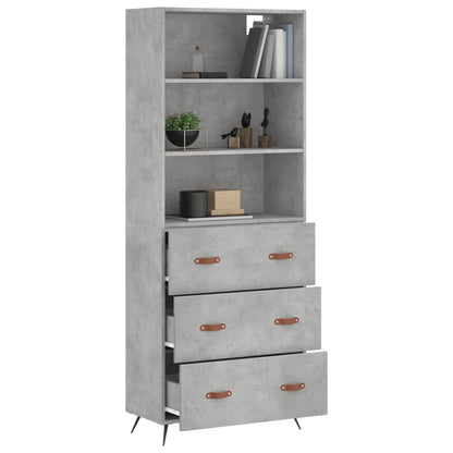Highboard Concrete Grey 69,5x34x180 cm Engineered Wood