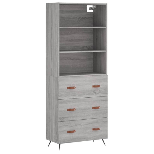 Highboard Grey Sonoma 69,5x34x180 cm Engineered Wood