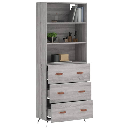 Highboard Grey Sonoma 69,5x34x180 cm Engineered Wood