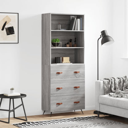 Highboard Grey Sonoma 69,5x34x180 cm Engineered Wood