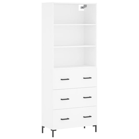 Highboard White 69.5x34x180 cm Engineered Wood
