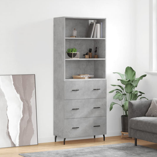 Highboard Concrete Grey 69,5x34x180 cm Engineered Wood