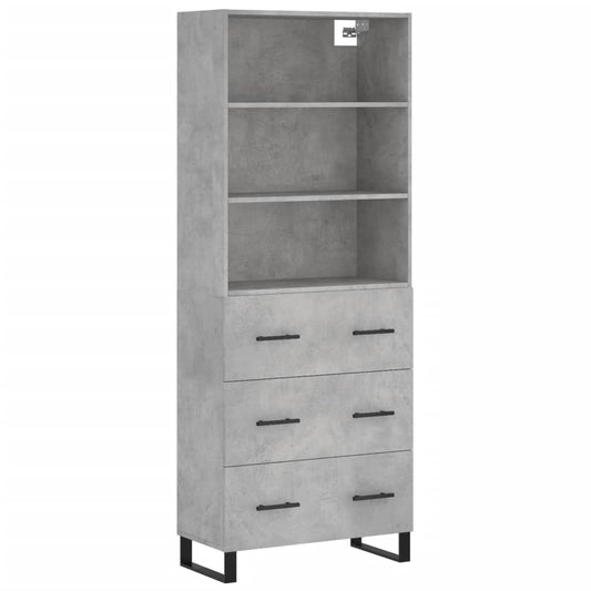 Highboard Concrete Grey 69,5x34x180 cm Engineered Wood