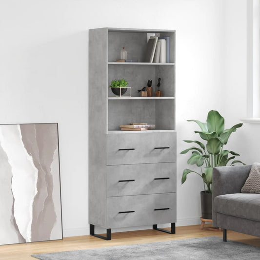 Highboard Concrete Grey 69,5x34x180 cm Engineered Wood