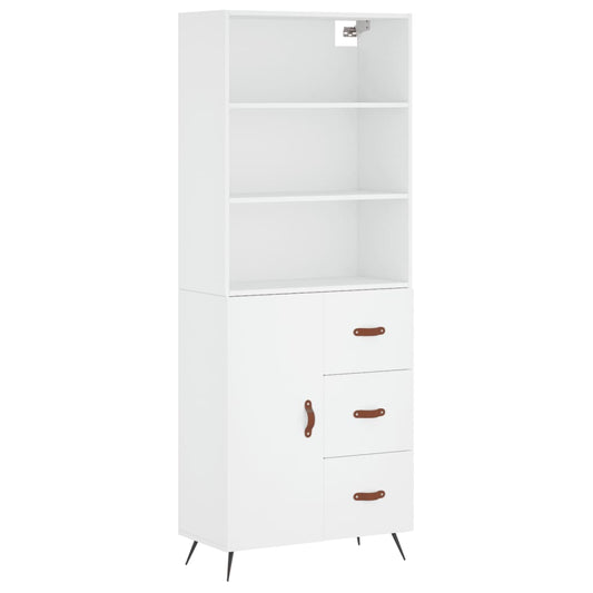 Highboard White 69,5x34x180 cm Engineered Wood