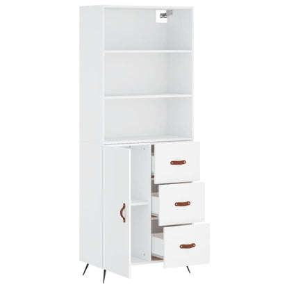 Highboard White 69,5x34x180 cm Engineered Wood