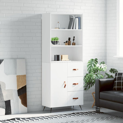 Highboard White 69,5x34x180 cm Engineered Wood