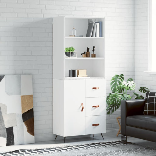 Highboard White 69,5x34x180 cm Engineered Wood