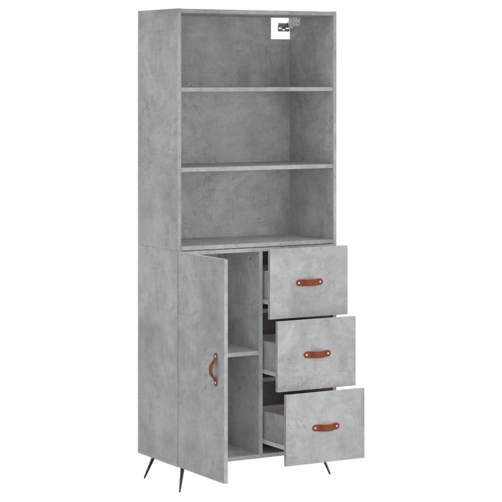 Highboard Concrete Grey 69,5x34x180 cm Engineered Wood
