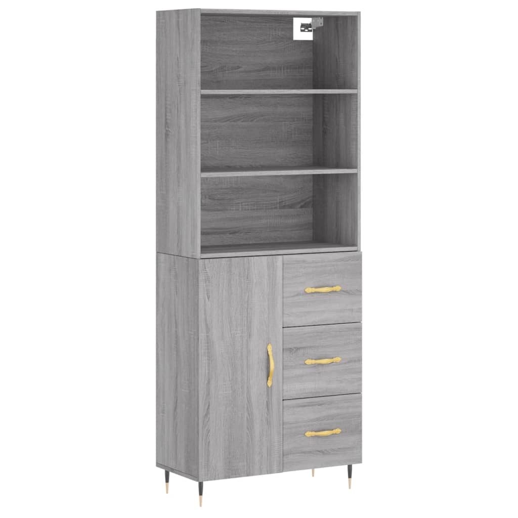 Highboard Grey Sonoma 69,5x34x180 cm Engineered Wood