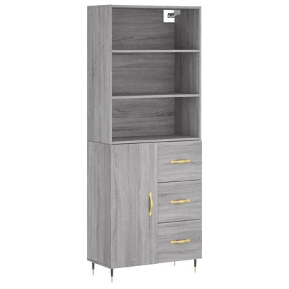 Highboard Grey Sonoma 69,5x34x180 cm Engineered Wood
