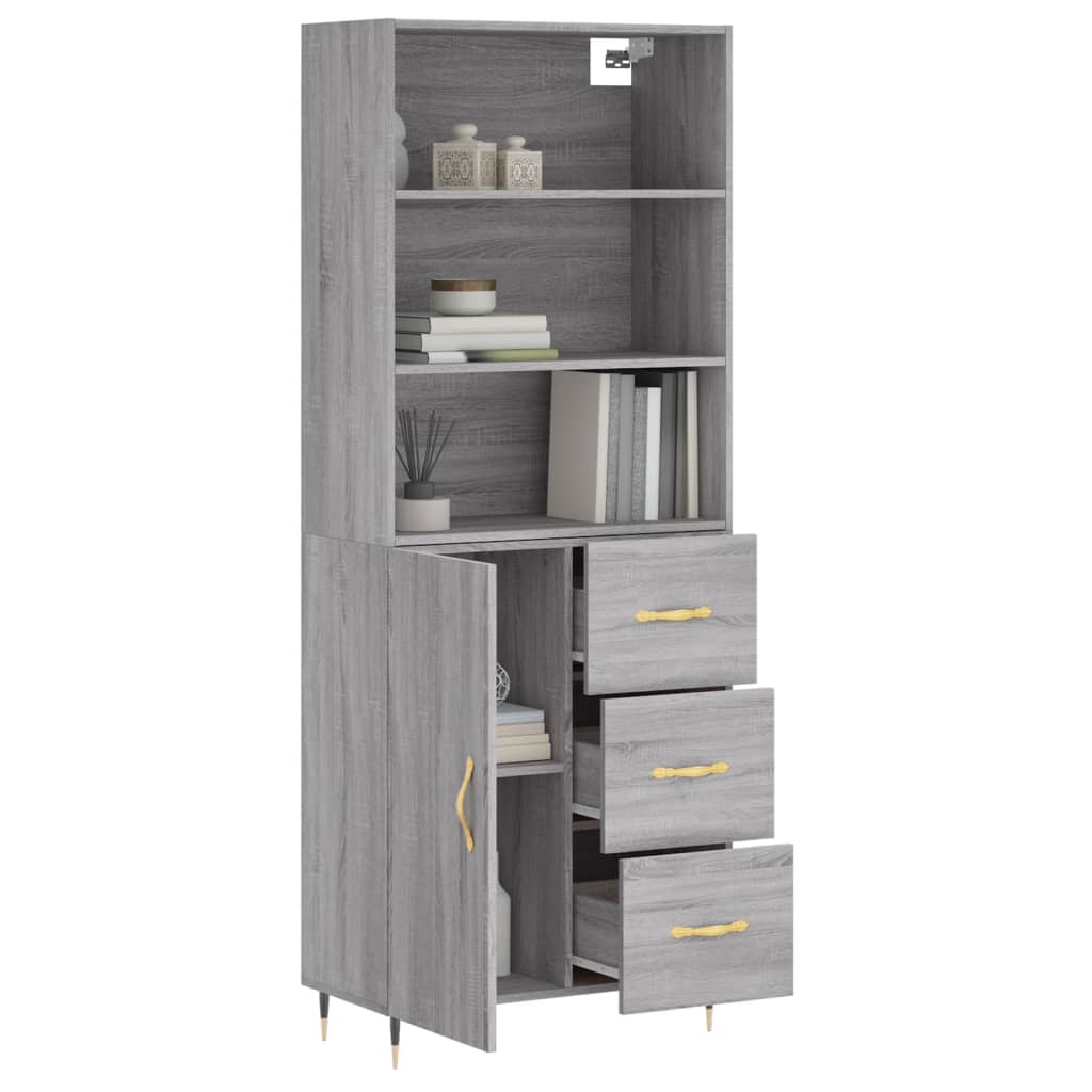 Highboard Grey Sonoma 69,5x34x180 cm Engineered Wood