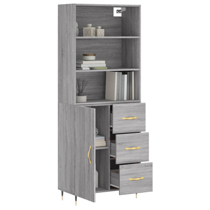 Highboard Grey Sonoma 69,5x34x180 cm Engineered Wood