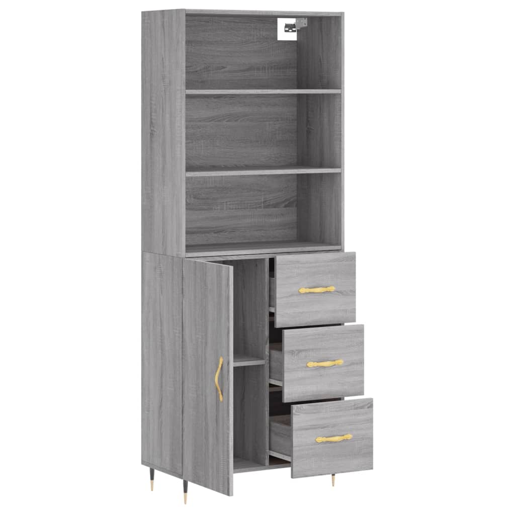Highboard Grey Sonoma 69,5x34x180 cm Engineered Wood