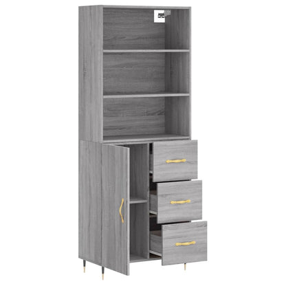 Highboard Grey Sonoma 69,5x34x180 cm Engineered Wood