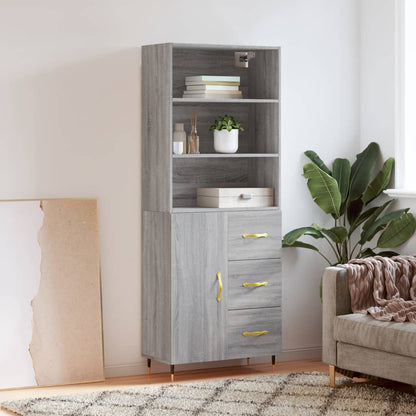 Highboard Grey Sonoma 69,5x34x180 cm Engineered Wood
