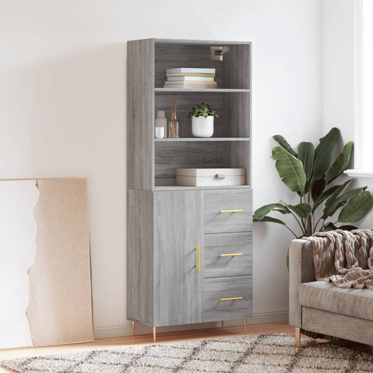 Highboard Grey Sonoma 69.5x34x180 cm Engineered Wood