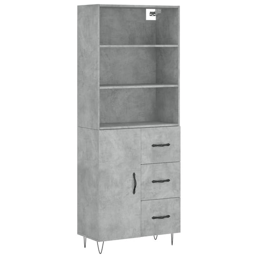 Highboard Concrete Grey 69.5x34x180 cm Engineered Wood
