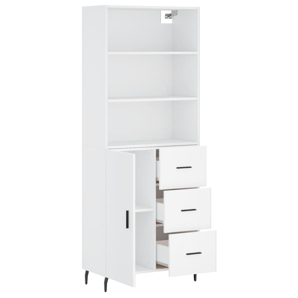 Highboard White 69.5x34x180 cm Engineered Wood