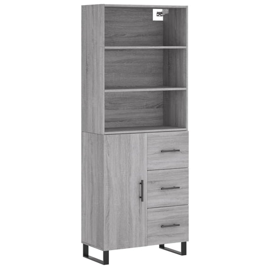 Highboard Grey Sonoma 69.5x34x180 cm Engineered Wood