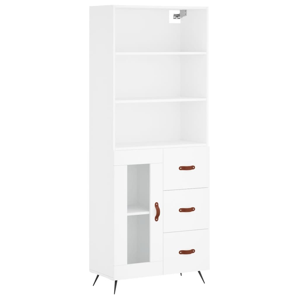 Highboard White 69,5x34x180 cm Engineered Wood