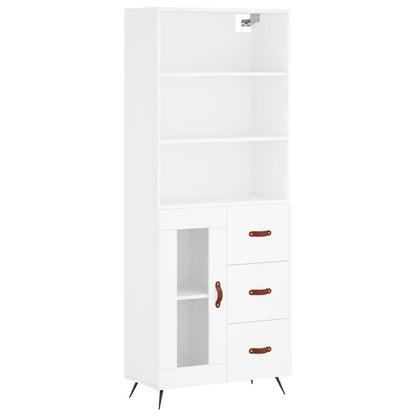 Highboard White 69,5x34x180 cm Engineered Wood
