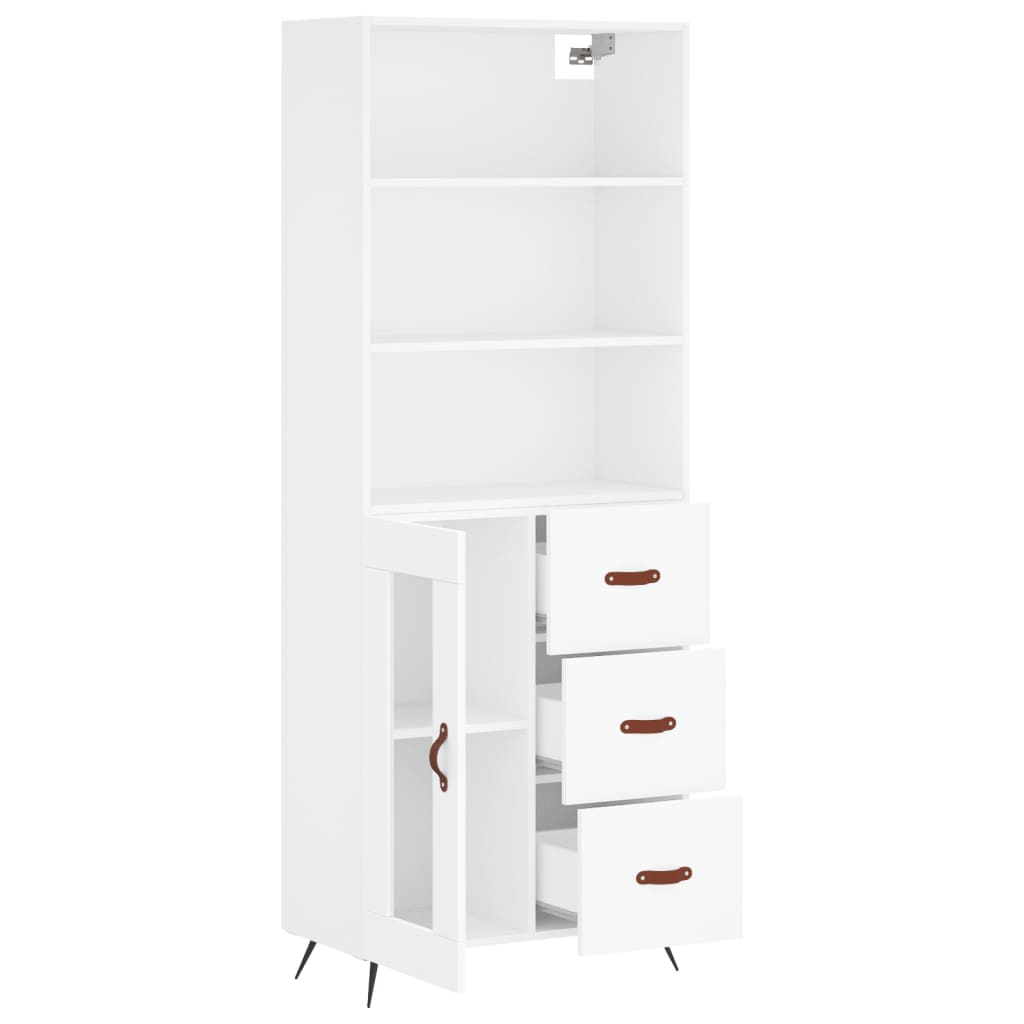 Highboard White 69,5x34x180 cm Engineered Wood